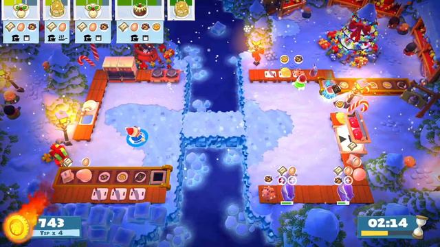Overcooked 2 Kevin’s Christmas Cracker Level 1-5 4 Stars 4 Player Co-op
