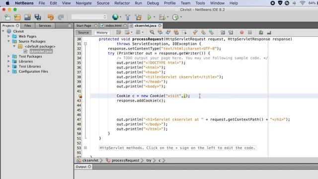 A servlet that uses Cookies to store the number of times a user has visited servlet.