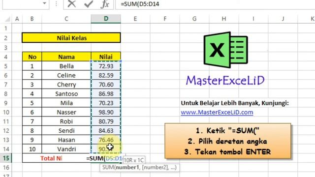 Excel Online Learning: Formula SUM Untuk Menjumlahkan Data