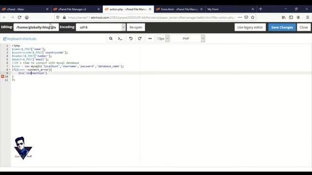 How to create a html form and connect with mysql database by php using cPanel