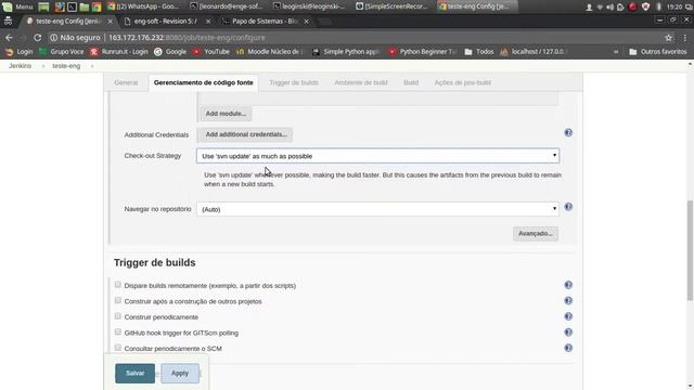 Integração contínua repositório SVN + Jenkins