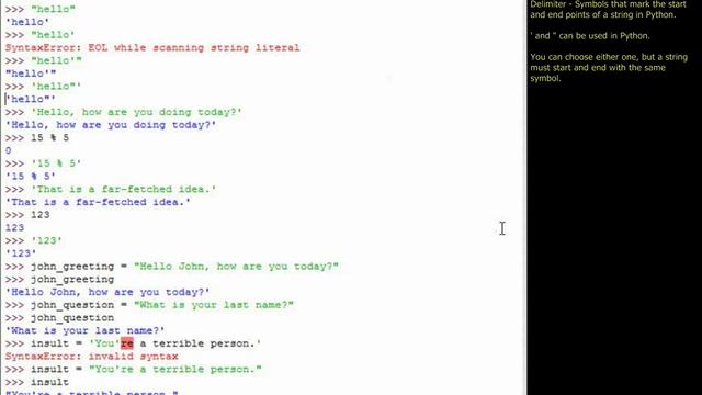 Python Tutorial v3.2.5 Lesson 3 - Basics of Python Strings