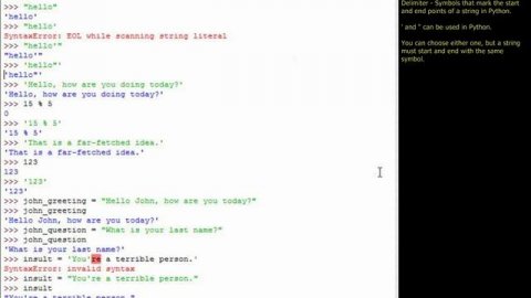 Python Tutorial v3.2.5 Lesson 3 - Basics of Python Strings