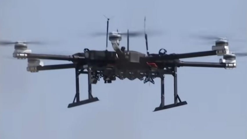 Кадры уничтожения украинского дрона "Баба-яга" в воздушном бою
