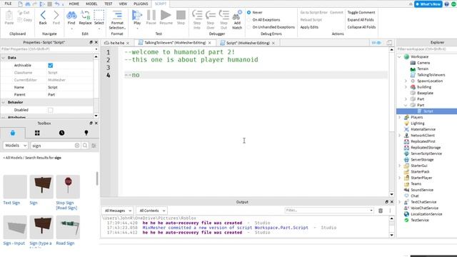 Roblox Humanoid Scripting Tutorial 2 Getting The Player Humanoid