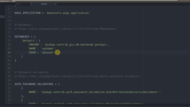 6   Adding the Database Configuration to settings py file (Best GeoDjango Tutorial)