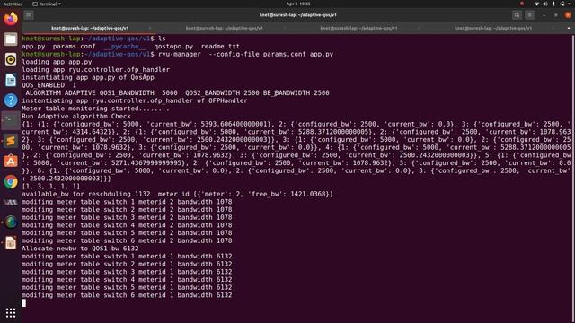 SDN Project -  Adaptive Quality of Service (QOS)  in Software Defined Networking