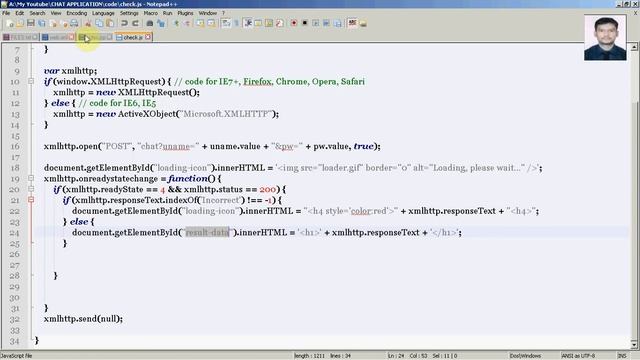 How to make simple web chat application using JAVA (Easy Way) (Step-5 check.js)