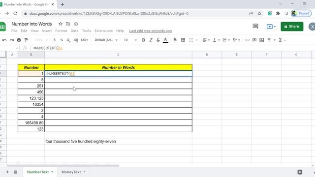 Convert Numbers to Words using Google Sheets - Malayalam Tutorial