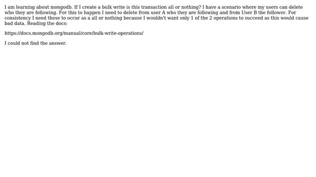 Databases: mongodb bulk write all or nothing?
