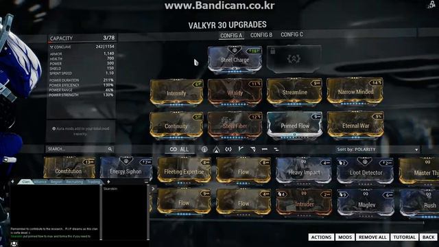 Warframe: Valkyr loadout and builds (max primed flow and forma valk if you want)