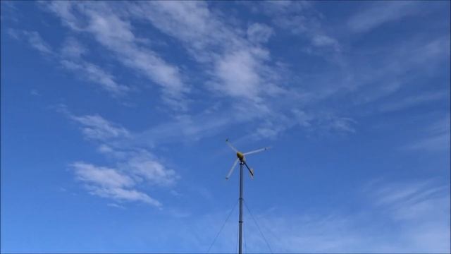 Small wind turbine Bergey BWC Excel 10 turns in storm