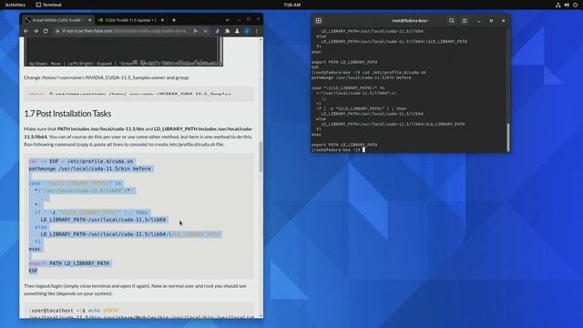 Install NVIDIA CUDA Toolkit 11.5 on Fedora 35/34