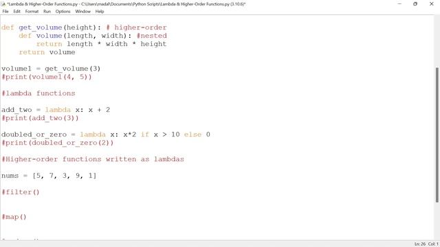 Higher Order & Lambda Functions - Intermediate Python #4