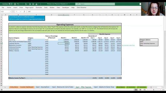 Family Physician Office Financial Projection Template Walk Through