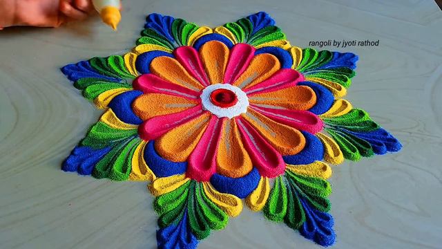 #1490 Peacock rangoli for Diwali    navratri rangoli   रंगोली डिजाइन   satisfying video