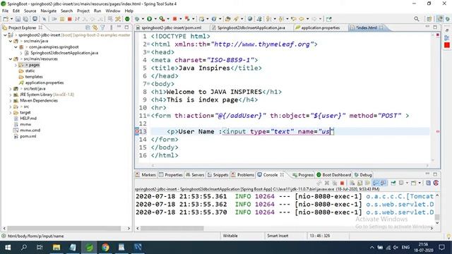 Spring Boot 2 + Thymeleaf + Spring Data JDBC  (Jdbc Template - Insert Query Example | Java Inspires