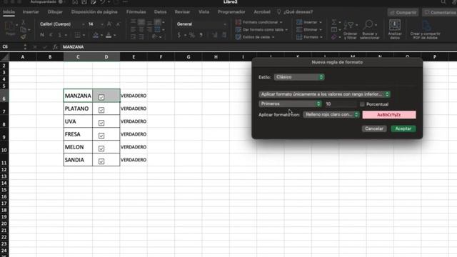 Crear checklist - lista de verificación en Excel para Mac. Tutorial