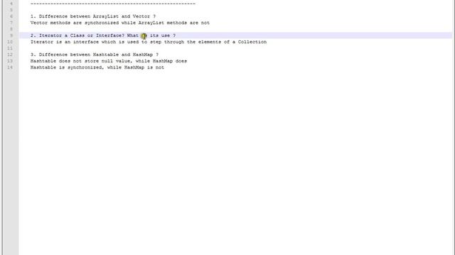 Java Interview Question And Answer Iterator HashTable HashMap Vector ArrayList Explain With Example