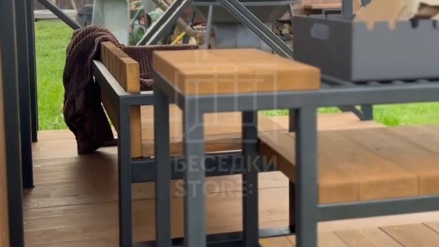 БЕСЕДКА в стиле ЛОФТ своими руками. С БАРБЕКЮ и ДРОВНИКОМ.