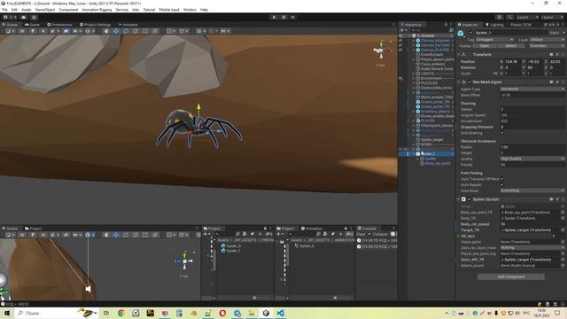 Паук на навмеше в Unity - Поворот тела относительно поверхности / Как создать игру [Урок 133]