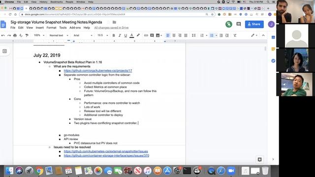 Kubernetes SIG Storage - Volume Snapshot Workgroup 20190725