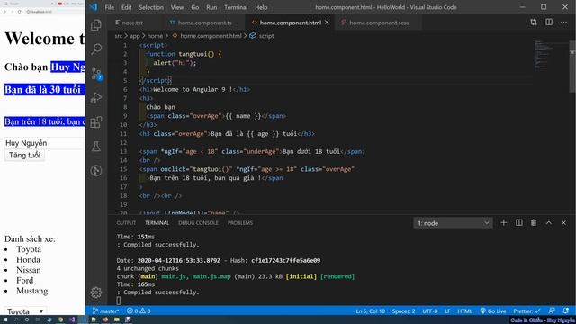 319 - Angular 9 - Events binding - Liên kết sự kiện