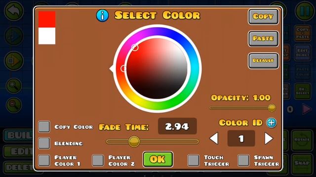 Как поменять фон во время прохождения уровня в редакторе Geometry Dash?