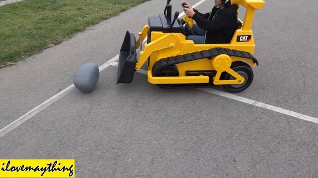 Toy Trucks for Kids: Battery Operated Caterpillar Bulldozer Ride-On at Work
