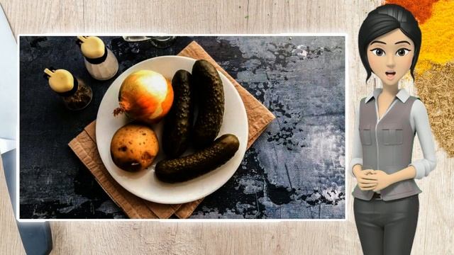Салат из маринованных огурцов с луком