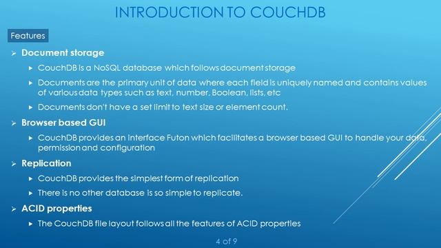 Introduction to CouchDB | What is CouchDB? | Features | Why CouchDB? | Pros and cons of CouchDB