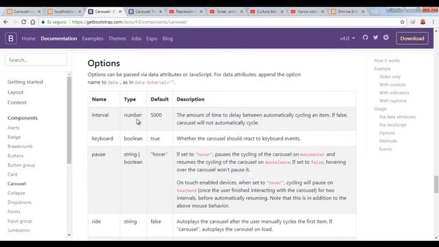 BOOTSTRAP: DETENER/CAMBIAR TIEMPO DIAPOSITIVAS EN EL CARRUSEL