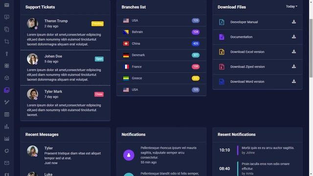 Pearl CRM System bootstrap admin template with Dark Theme