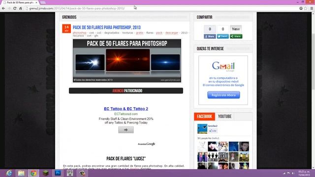 Tutorial Photoshop: Descargar pack de 50 flares (luces) para photoshop [Materiales - Recursos]
