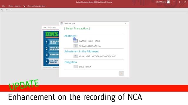 ENHANCEMENT ON THE RECORDING OF NCA