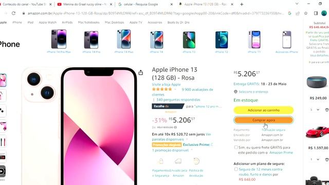 Apple iPhone 13 128 GB   Rosa   Amazon com br