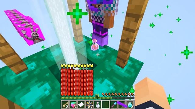 ЛАКИ БЛОК ХАГГИ ВАГГИ VS ЛАКИ БЛОК ФНАФ БОННИ В МАЙНКРАФТ БИТВА НО НА 1 БЛОКЕ 100% ТРОЛЛИНГ МУЛЬТИК