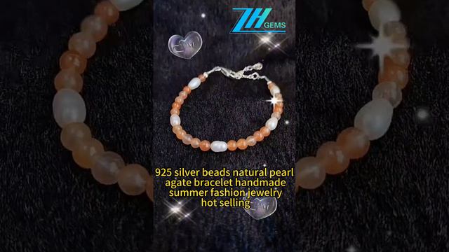 GN-20240913-04 925 silver beads natural pearl agate bracelet handmade summer fashion jewelry