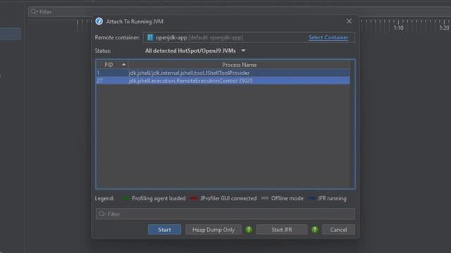 Recording JFR snapshots with JProfiler