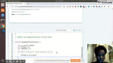 Diagonal Difference HackerRank Javascript