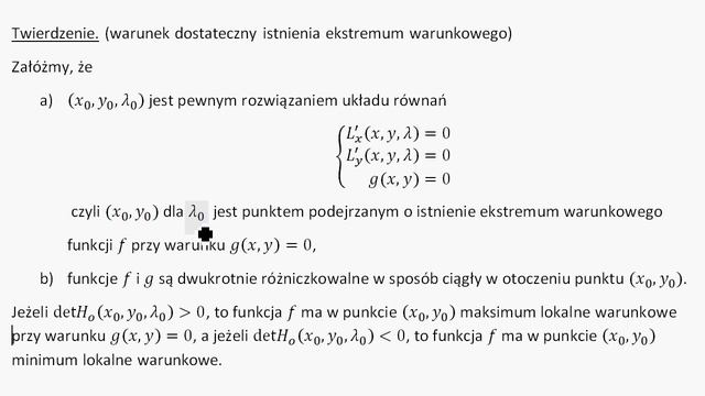 Ekstrema warunkowe funkcji 2 zmiennych cz. 1.