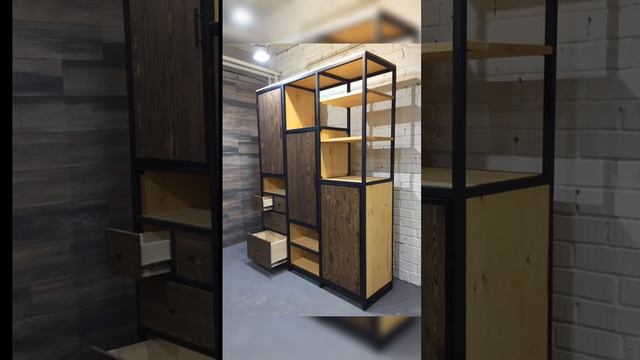 Дизайн шкафа в стиле лофт. Сосна, металл
