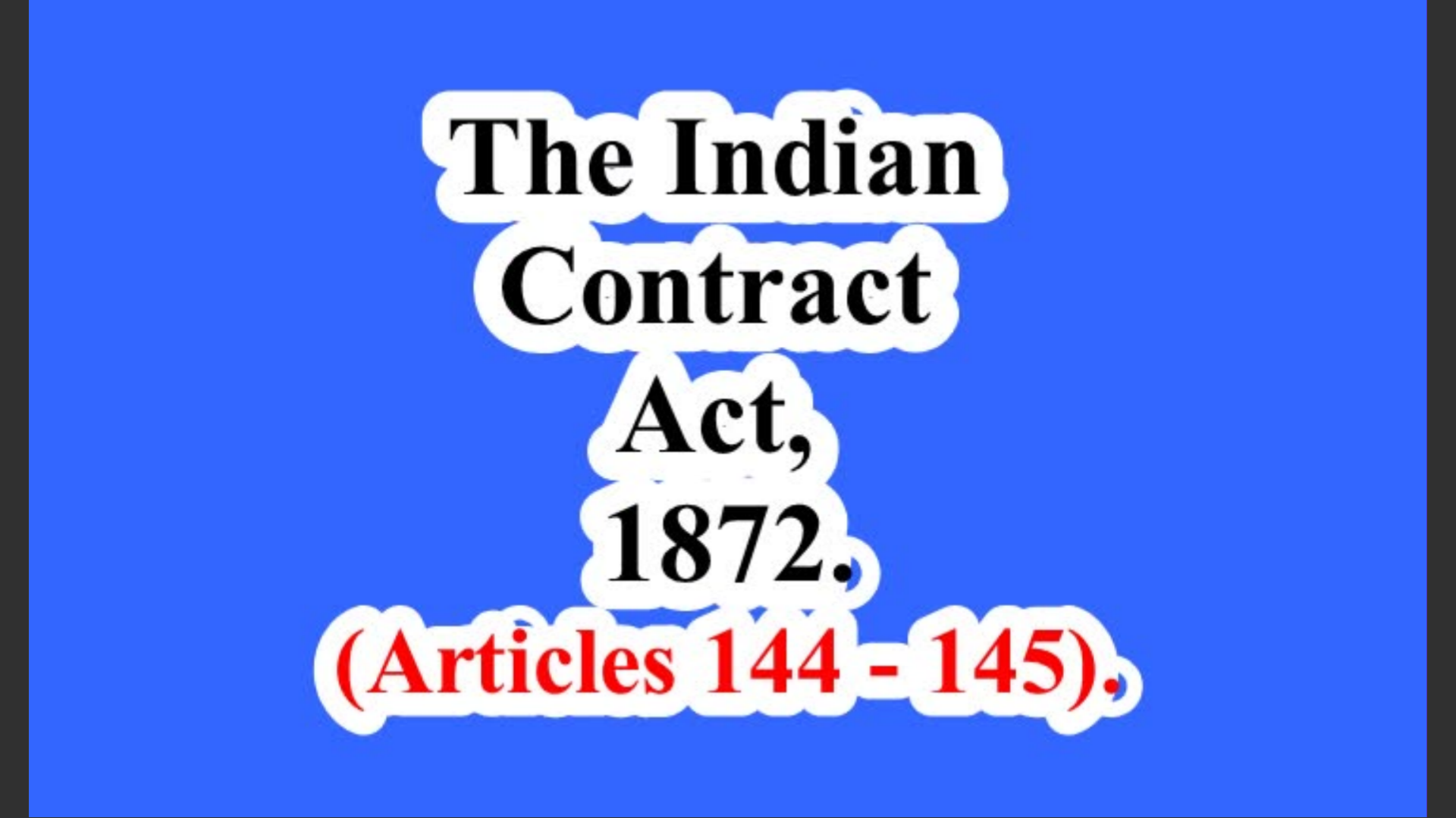 The Indian Contract Act, 1872. (Articles 144 – 145).