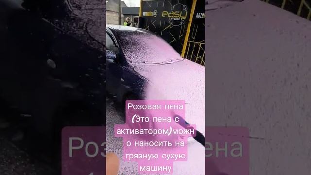 Автомойка самообслуживания Easy Wash. Розовую пену можно наносить на сухую грязную машину