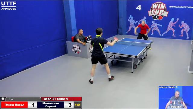 16:00 Плющ Павел 3-0 Матвиенко Сергей стол 4 Юг-3  28.07.21