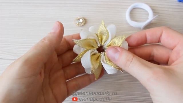 Зимние цветы из лент ТОП-5 / Flor de fita / DIY / Канзаши / Kansasi bow ЕленаПодарки МК