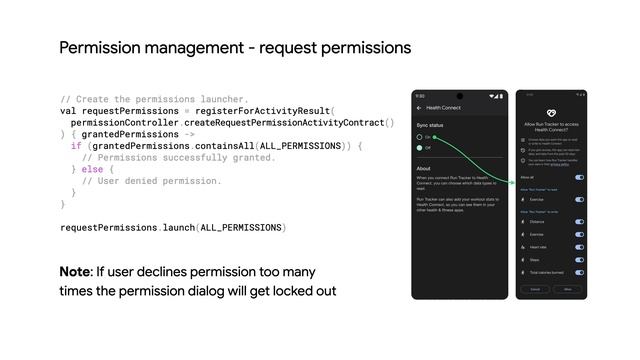 Managing permissions in Health Connect
