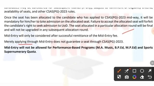 DU Pg Mid Entry Registration Starts 2023  Du pg Admission CSAS update 2023