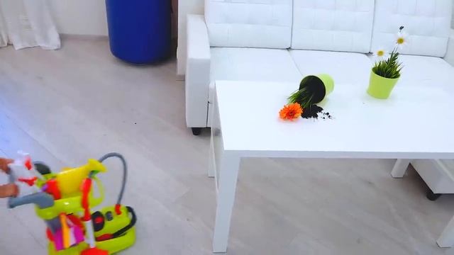 Vlad and Nikita Play with Cleaning Toys and help Mom