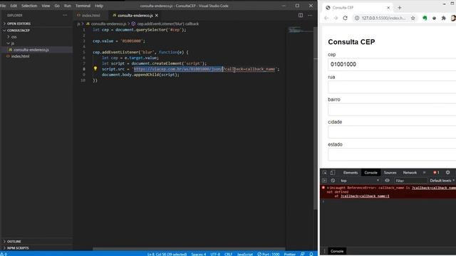 #Parte 3/4 - Consulta CEP com HTML, CSS e Javascript